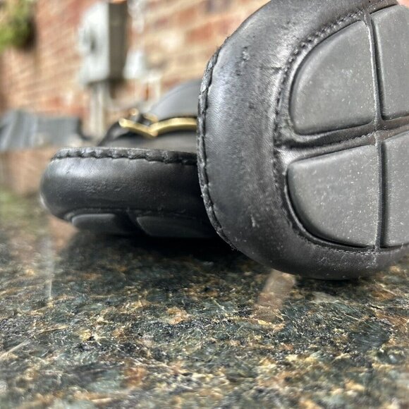 AUTH PRADA LEATHER LOGO LOAFER/BUSINESS SHOE 2DD163 BLACK LEATHER US 10.5 - Picture 5 of 8